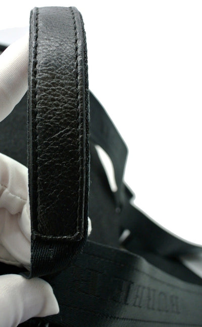 Burberry Vintage Black Leather and Wool Backpack Bag, Backpack Burberry