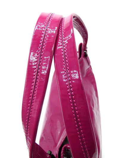 Burberry Large Raspberry Patent Check Embossed Bilmore Handbag Bag Burberry
