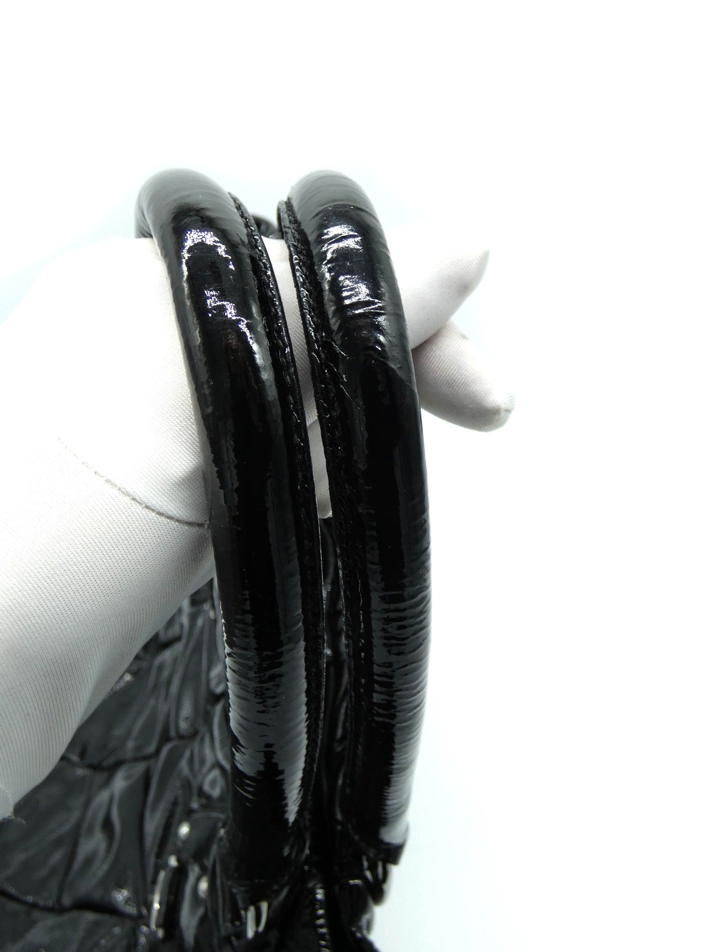 Prada Black Patent Quilted Tote Bag Prada