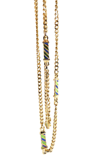 Christian Dior Vintage Long Gold with Blue Necklace Necklace Christian Dior
