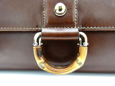 Gucci Bamboo and Brown Leather Vintage Continental Wallet Wallet Gucci