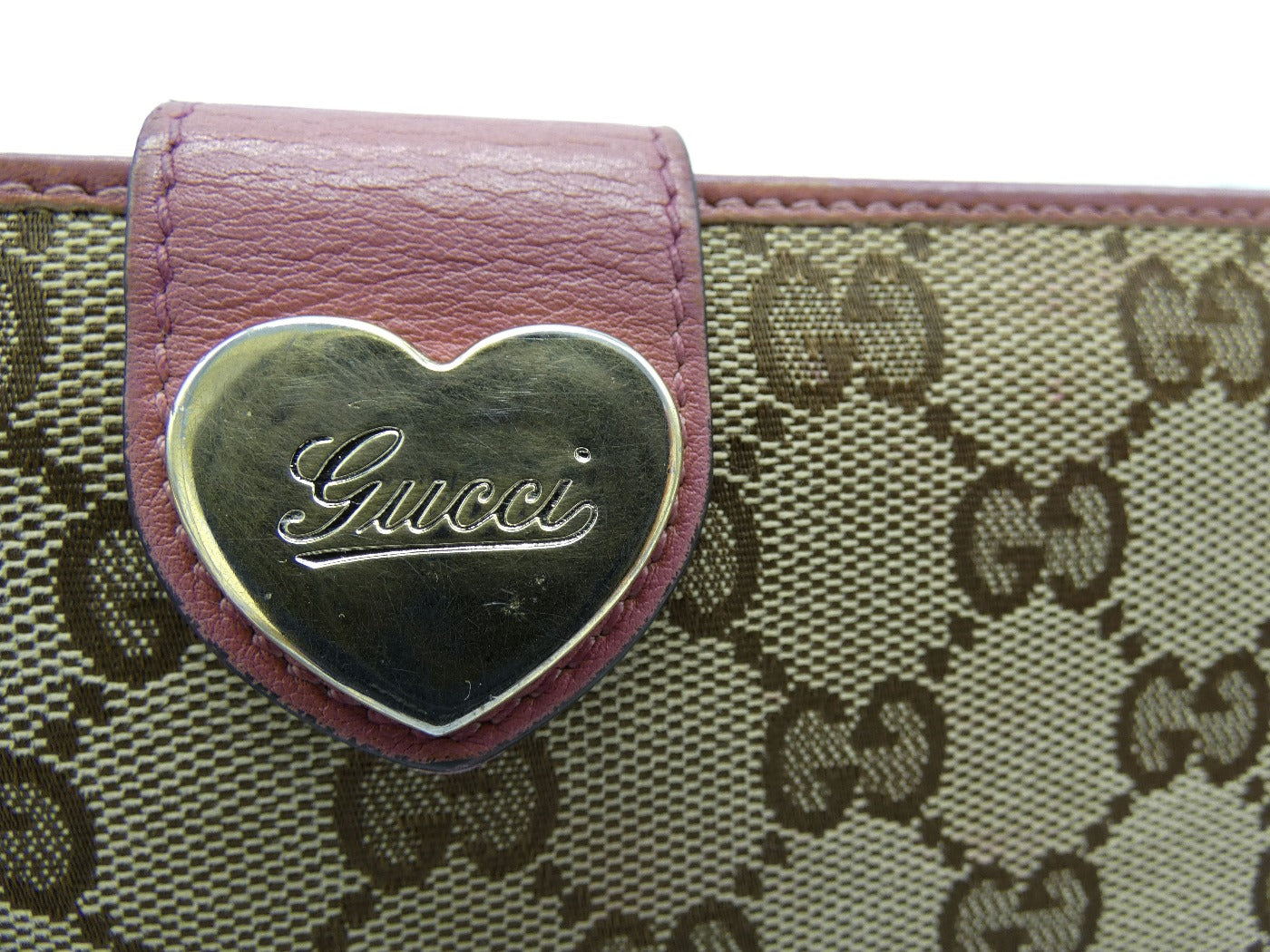 Gucci GG Heart Clasp Dusty Rose Long Wallet Wallet Gucci