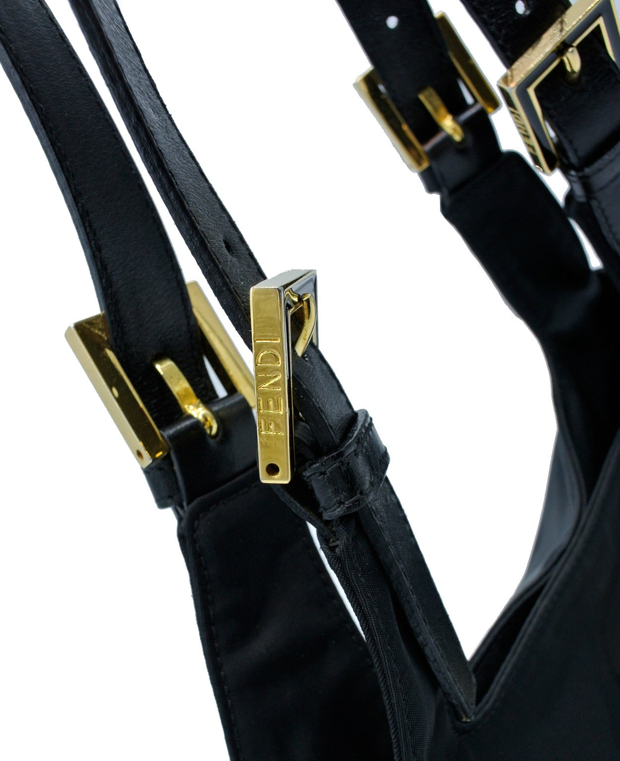 Fendi Vintage Black Nylon Logo Shoulder Bag Bag Fendi