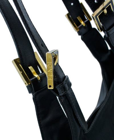 Fendi Vintage Black Nylon Logo Shoulder Bag Bag Fendi
