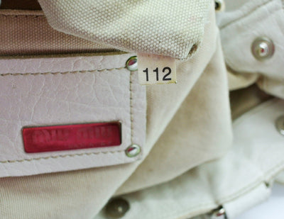 Miu Miu Cream Leather Flower Bag Bag Miu Miu