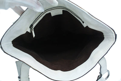 Gucci White Leather GG Canvas Bucket Bag Bag Gucci