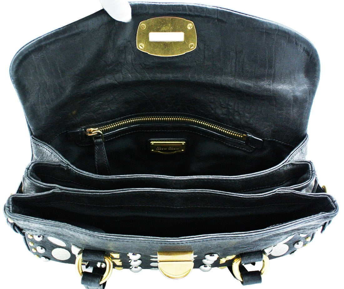 Miu Miu Studded Monk Black Nappa Leather Bag Bag Miu Miu