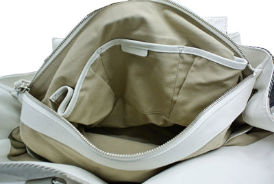 Burberry White Leather Trimmed Exploded Nova Check Satchel Bag Burberry