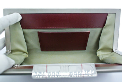 Burberry Vintage Red Satin and Silver Clutch Bag Burberry