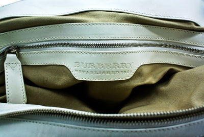 Burberry White Leather Trimmed Exploded Nova Check Satchel Bag Burberry