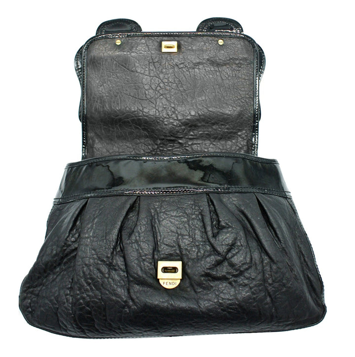 Fendi Black Grained Leather B Bag – Occhi Azzurri