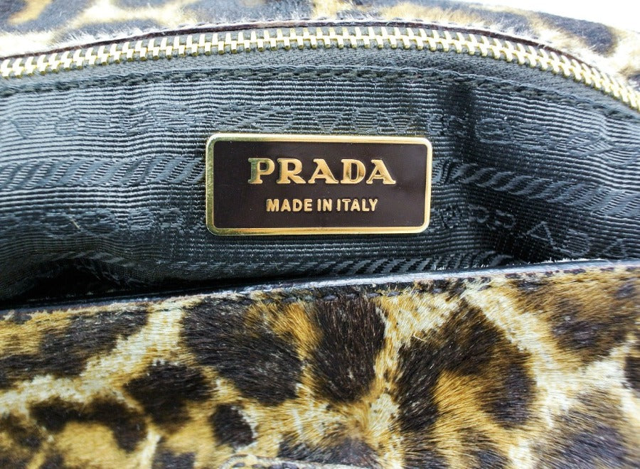 Prada Leopard Print Cavallino Pony Shoulder Bag Occhi Azzurri