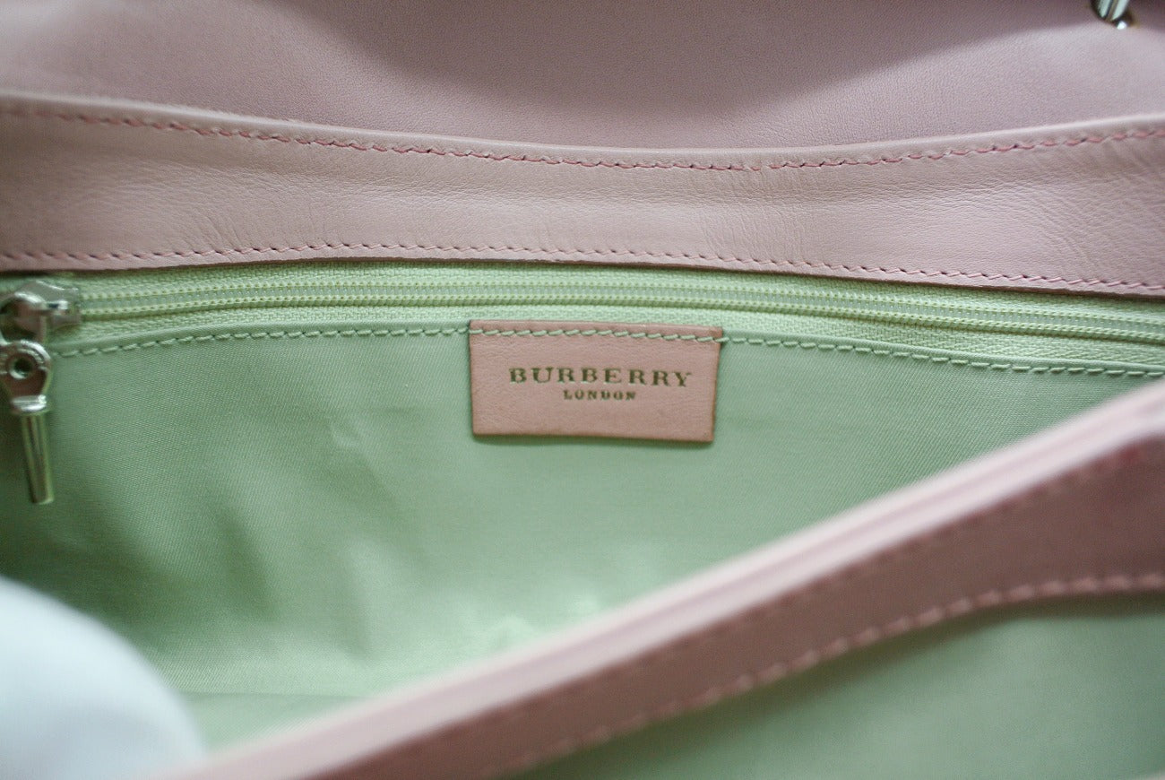 Burberry Vintage Pink Snake Embossed Leather Handbag Bag Burberry