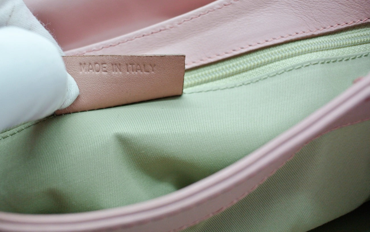 Burberry Vintage Pink Snake Embossed Leather Handbag Bag Burberry
