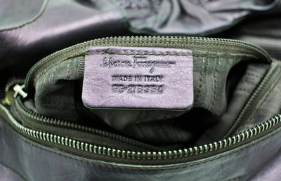 Salvatore Ferragamo Purple Metallic Gancini Handbag Bag Salvatore Ferragamo