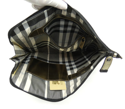 Burberry Gold Metallic Portfolio/Brief Clutch Bag Burberry