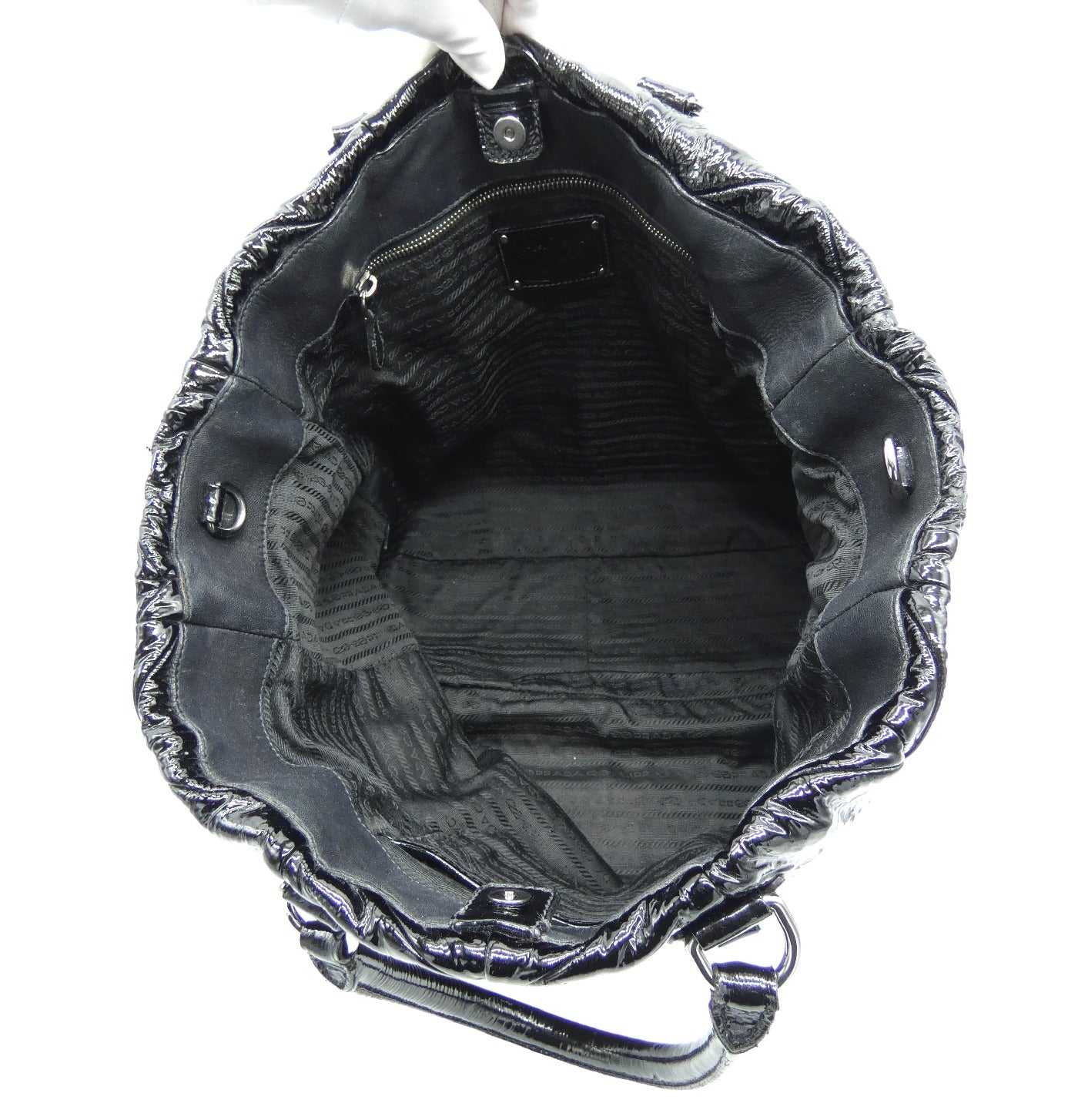 Prada Black Patent Quilted Tote Bag Prada