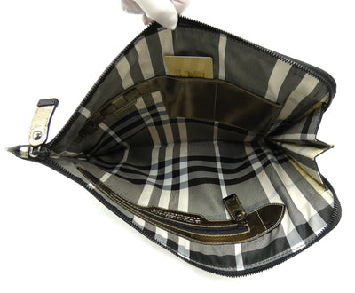 Burberry Gold Metallic Portfolio/Brief Clutch Bag Burberry