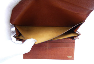 Gucci Vintage Deep Tan Leather Horsebit Clutch Wallet Wallet Gucci
