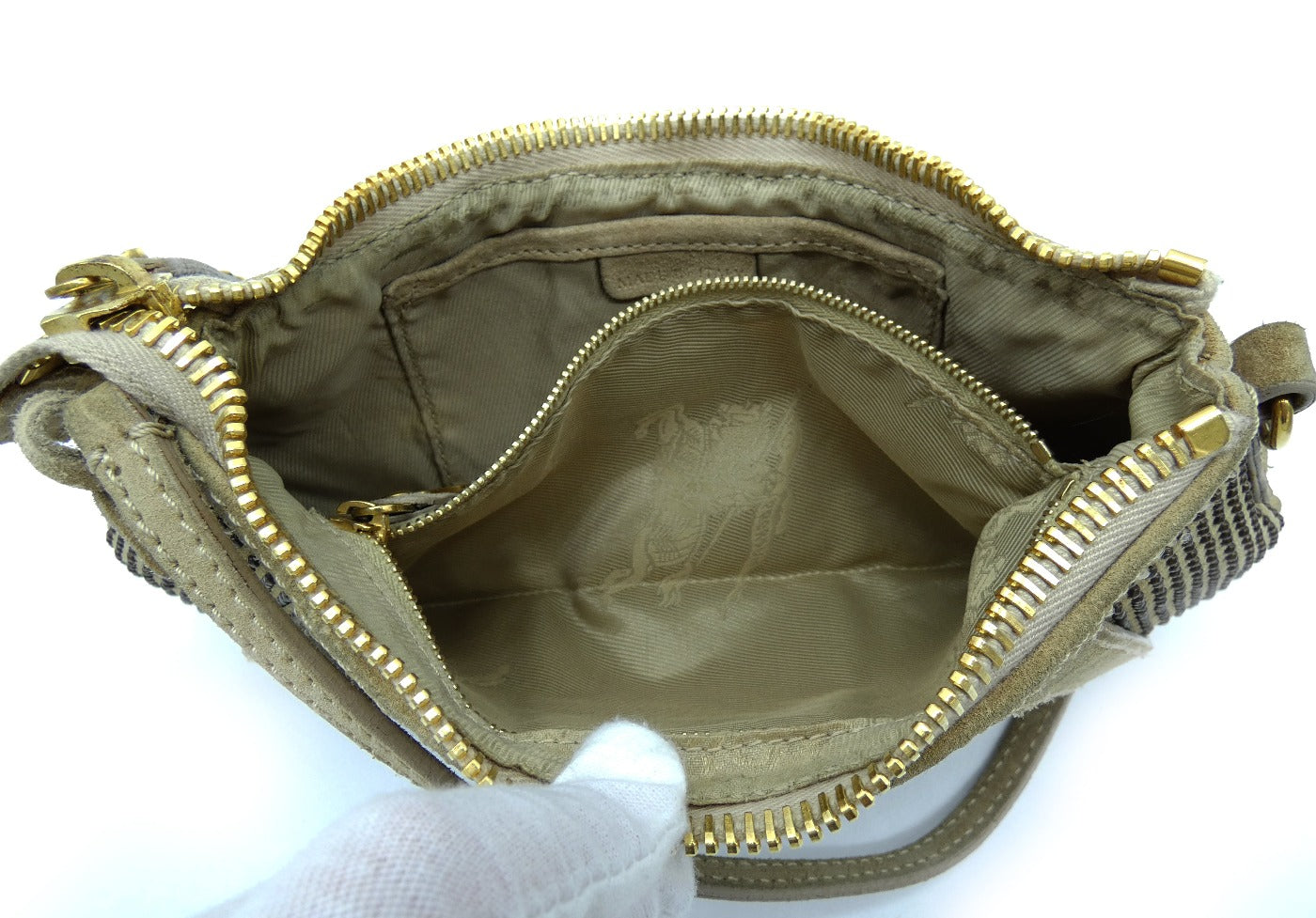 Burberry Prorsum Dark Cream Suede Knight Mini Bag Bag Burberry
