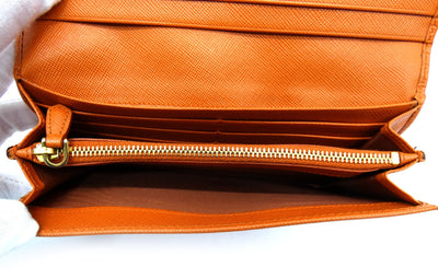 Prada Vintage Orange Saffiano Fiocco Bow Long Wallet Wallet Prada