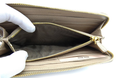 Miu Miu Beige Studded Continental Wallet Wallet Miu Miu