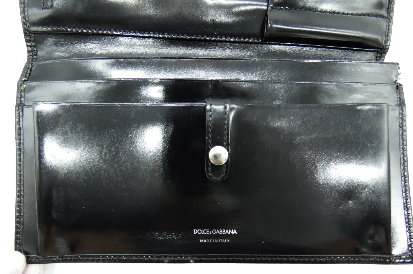 Dolce & Gabbana Black Polished Vintage Organizer Wallet Wallet Dolce & Gabbana