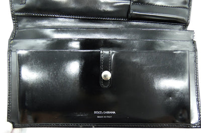 Dolce & Gabbana Black Polished Vintage Organizer Wallet Wallet Dolce & Gabbana