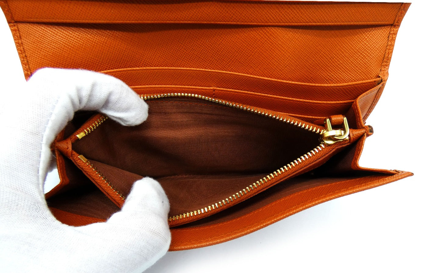Prada Vintage Orange Saffiano Fiocco Bow Long Wallet Wallet Prada