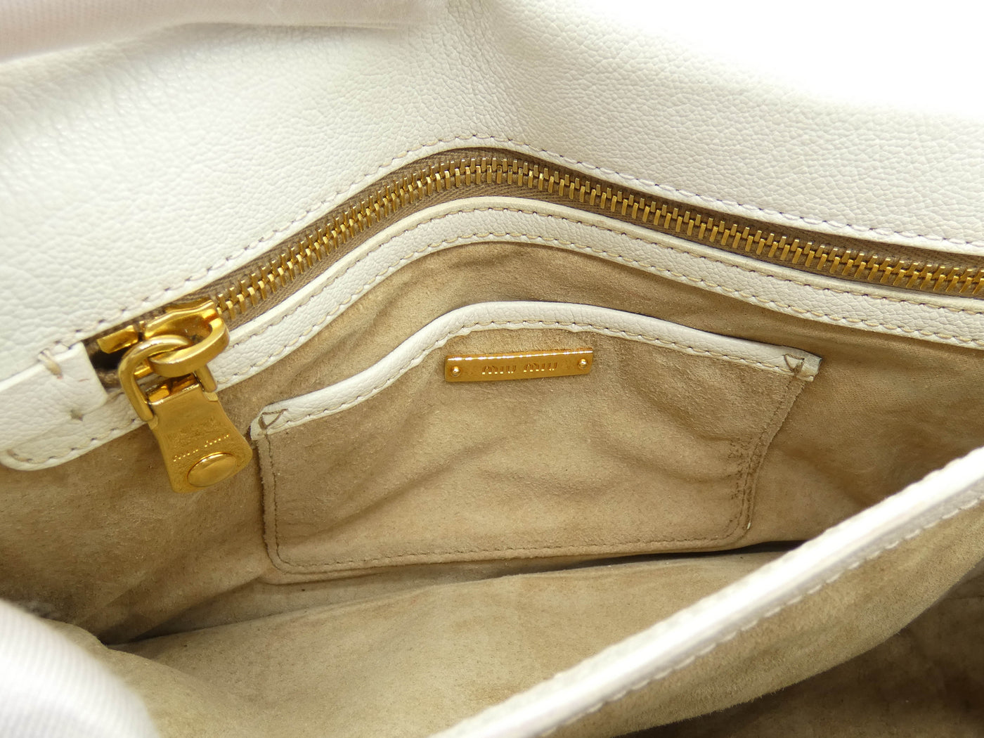 Miu Miu White Leather Madras 2way Bag Bag Miu Miu