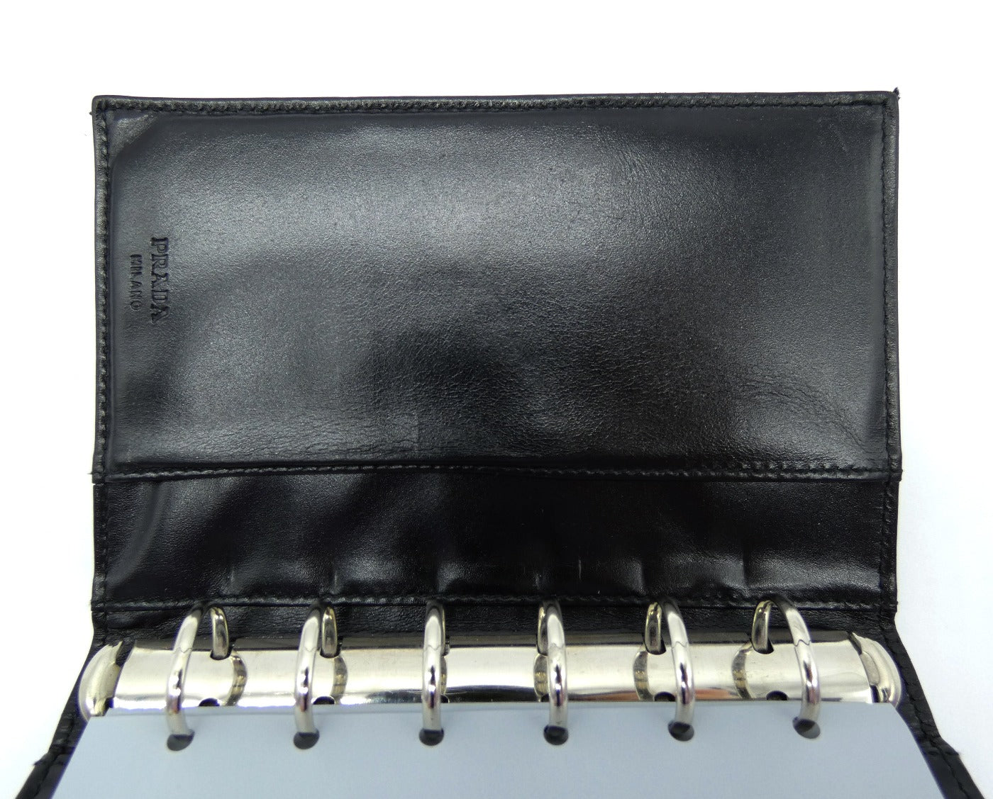 Prada Black Leather and Nylon Agenda Wallet Prada
