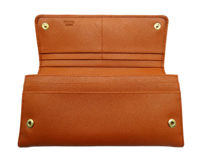 Prada Vintage Orange Saffiano Fiocco Bow Long Wallet Wallet Prada