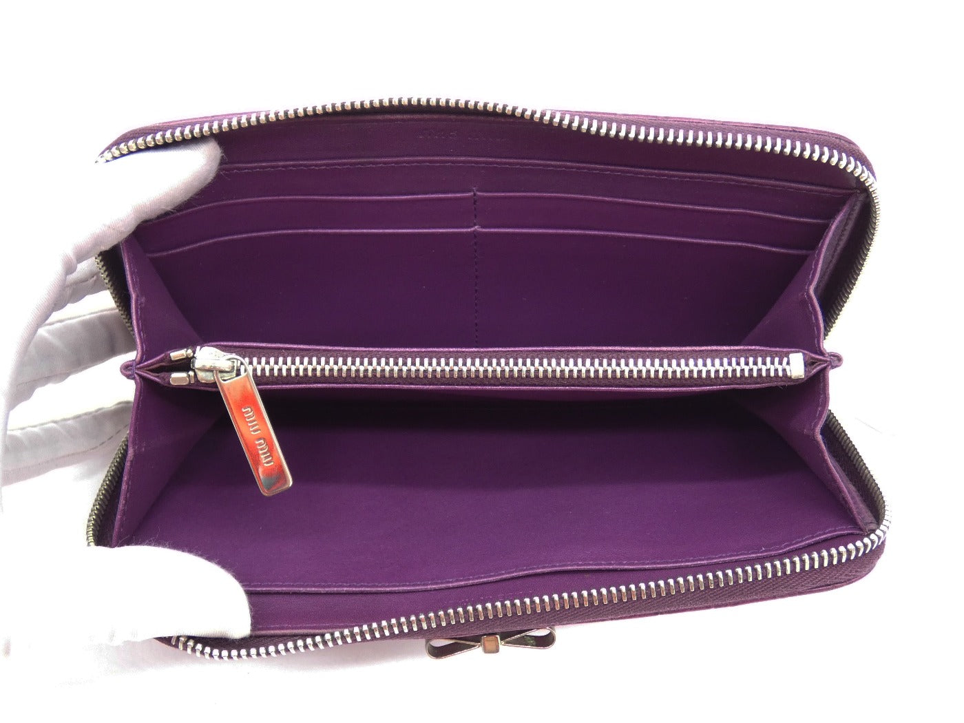 Miu Miu Purple Caiman Crocodile Continental Bow Wallet Wallet Miu Miu