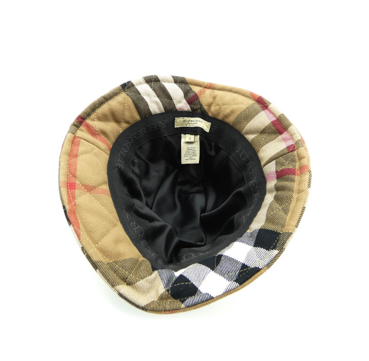 BURBERRY Black Quilted Bucket Hat with Nova Check Lining Authentic Burberry Black Rain Bucket Hat Small Nova check  main image 3