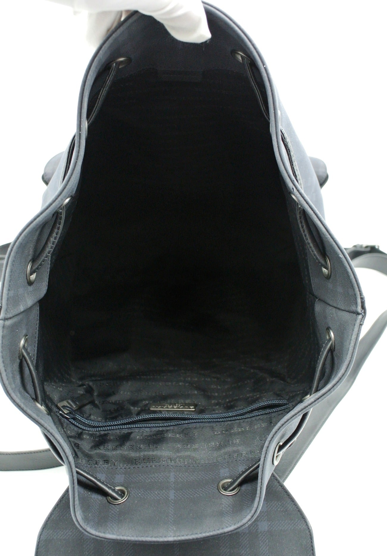 Burberry Vintage Black and Blue House Check Backpack Bag, Backpack Burberry