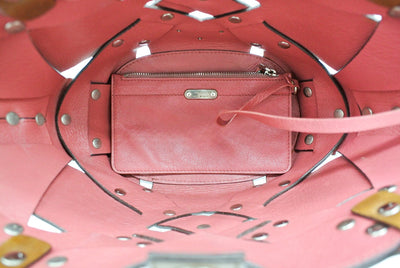 Prada Dark Brown Leather Lattice Handbag Bag Prada
