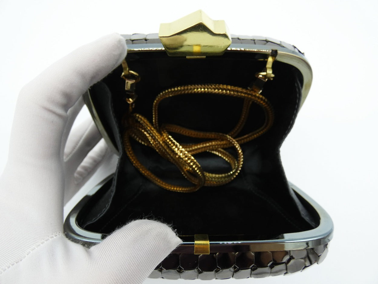 Lanvin Gunmetal Box Clutch Bag Lanvin