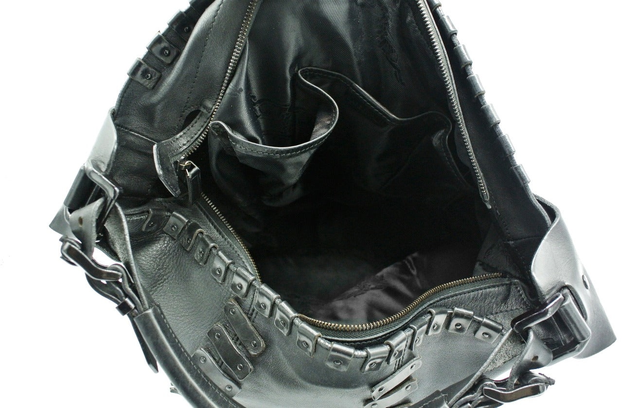 Burberry Large Black Leather Embellished Hobo Bag Bag Burberry