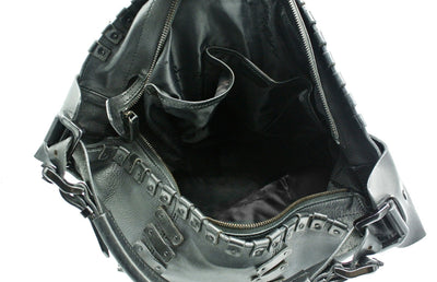 Burberry Large Black Leather Embellished Hobo Bag Bag Burberry