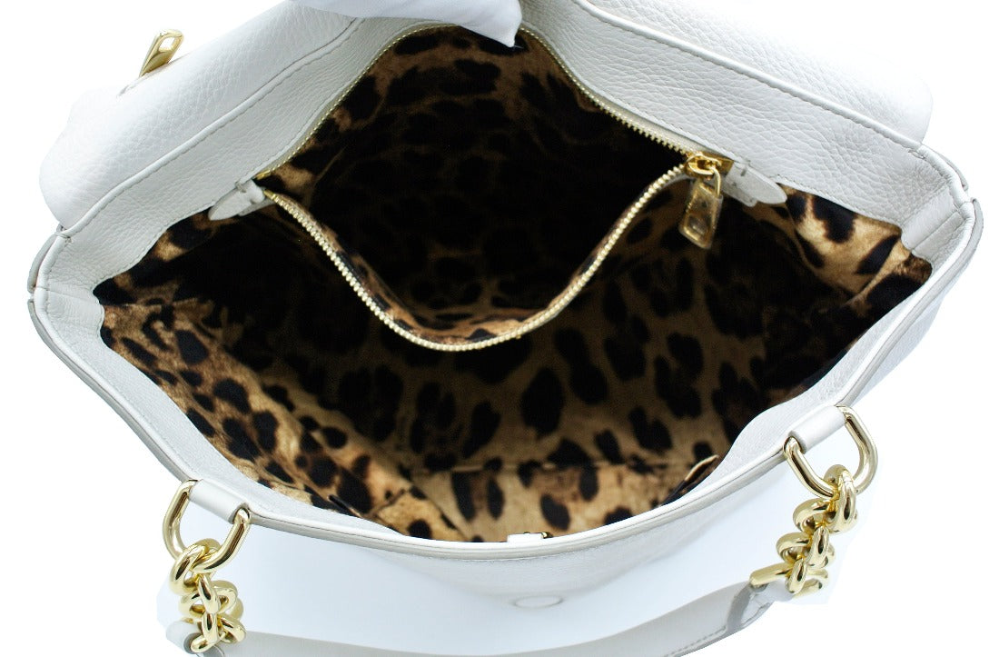 Dolce & Gabbana Convertible Ivory Leather Flap Bag Bag Dolce & Gabbana