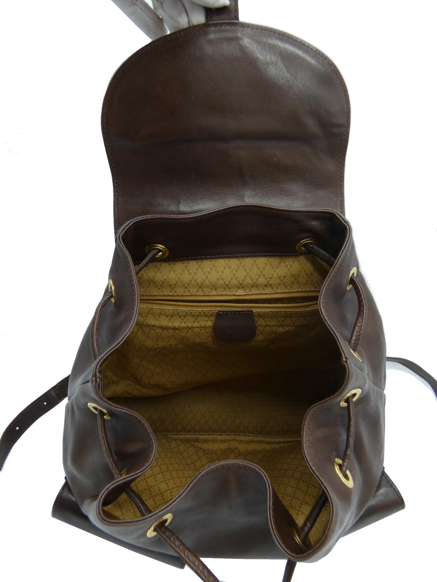 Gucci Vintage Dark Brown Leather Backpack Bag, Backpack Gucci