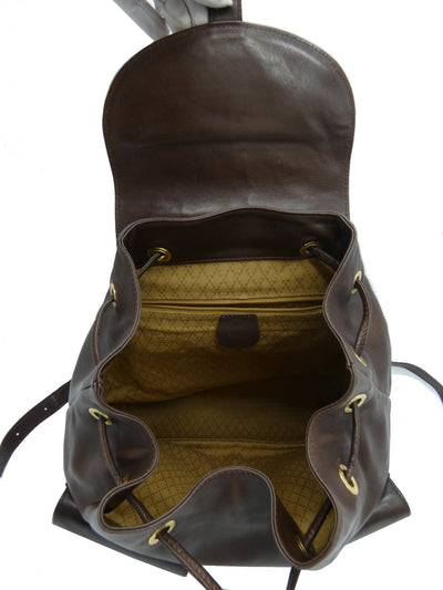 Gucci Vintage Dark Brown Leather Backpack Bag, Backpack Gucci