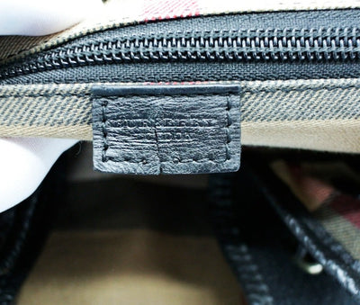 Burberry Vintage Black Leather and Wool Backpack Bag, Backpack Burberry