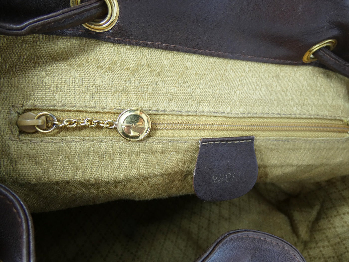 Gucci Vintage Dark Brown Leather Backpack Bag, Backpack Gucci