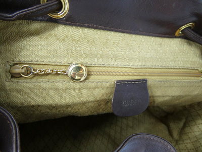 Gucci Vintage Dark Brown Leather Backpack Bag, Backpack Gucci