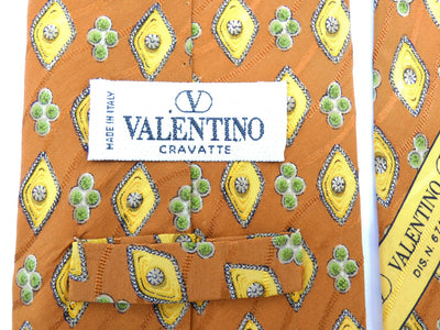 Valentino Pumpkin and Yellow Graphic Print Silk Tie Ties Valentino