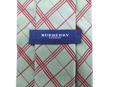 Burberry Silver and Bordeaux Nova Check Silk Tie Ties Burberry