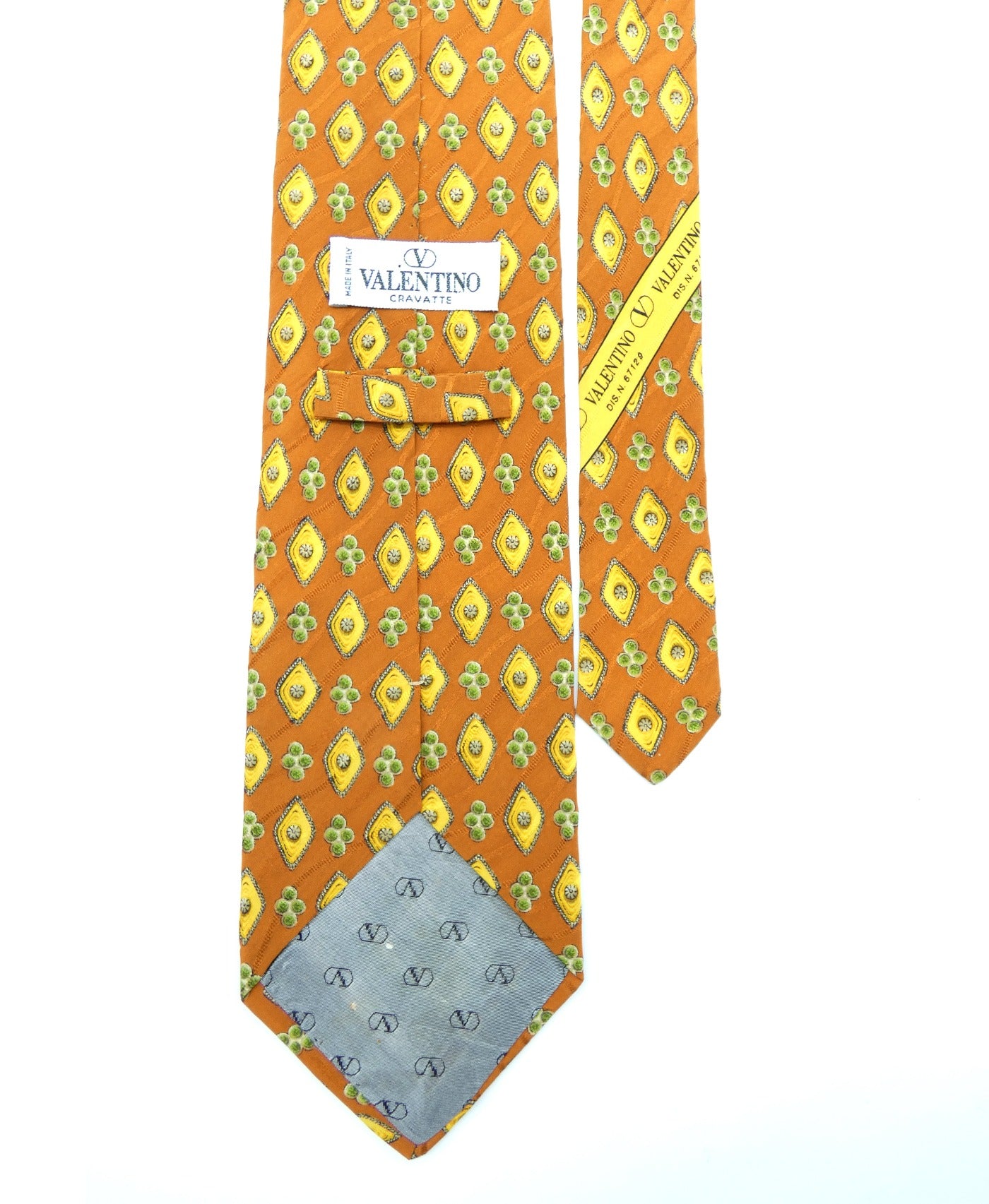 Valentino Pumpkin and Yellow Graphic Print Silk Tie Ties Valentino