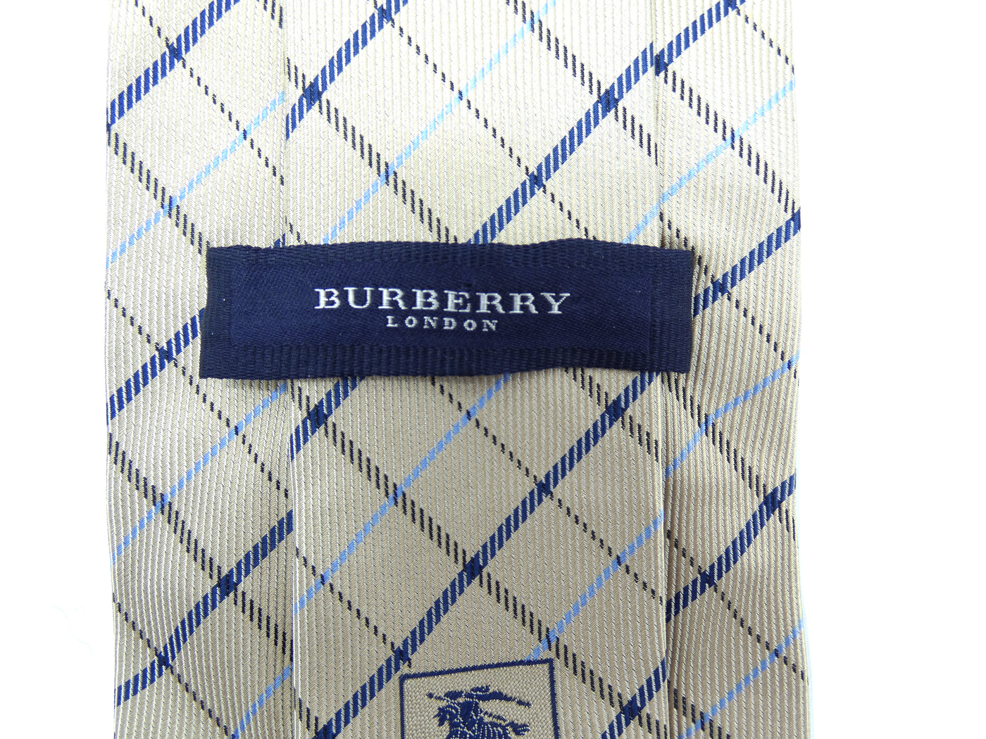 Burberry Grey and Blue Plaid Silk Tie Ties Burberry