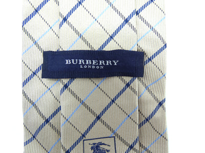 Burberry Grey and Blue Plaid Silk Tie Ties Burberry